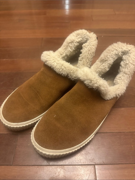 Timberland Shoes - Timberland Brown Suede Moccasin Slippers with Cream Fur Lining